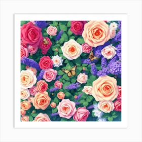 Roses Wallpaper Art Print