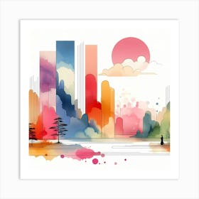 Watercolor Cityscape 9 Art Print