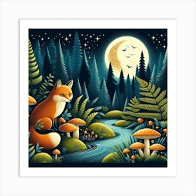 Fox and forest 1 Art Print