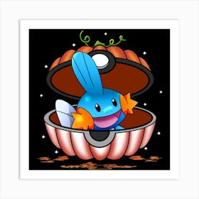 Mudkip In Pumpkin Ball - Pokemon Halloween Art Print