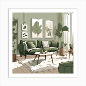 Green Living Room Art Print