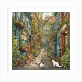 Cat In The Alley Art Print