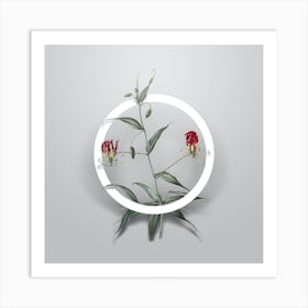 Vintage Flame Lily Minimalist Botanical Geometric Circle on Soft Gray n.0183 Art Print
