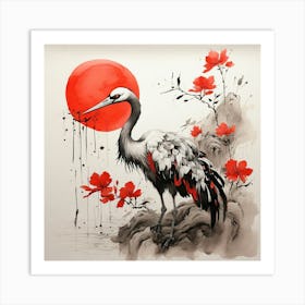 Asian Crane Art Print