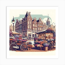 Amsterdam Flower Market 1 Art Print