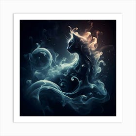 Cat In Smoke Art Print