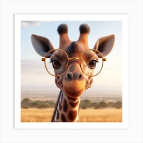 Giraffe With Glasses 1 Art Print