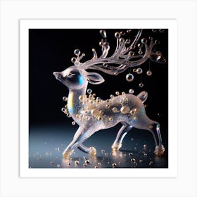 Glass Deer With Bubbles Art Print