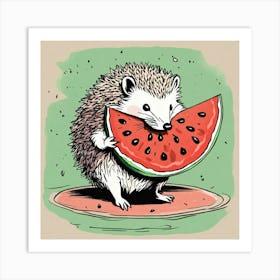 Hedgehog Eating Watermelon 2 Póster