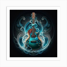 Blue Electric Guitar Art Print