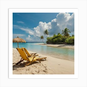 Beach Chairs On A Beach Art Print