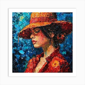 Woman In Red Hat Art Print