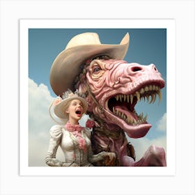 Surreal Woman With Pink Gragon Ai Art Depot 7 Art Print