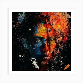 Woman With A Colorful Face Art Print