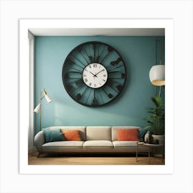 Clock In A Living Room Art Print