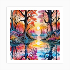 Sunset Forest Art Print