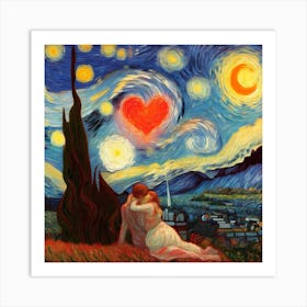 Starry Night Love Is Love Van Gogh Art Print