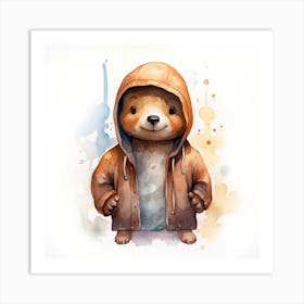 Watercolour Cartoon Platypus In A Hoodie Art Print