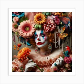 Clown With Flowers 5 Art Print