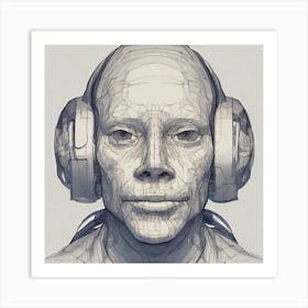 Man With Headphones Art Print