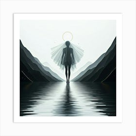 minimalistic Woman In A White Dress Art Print