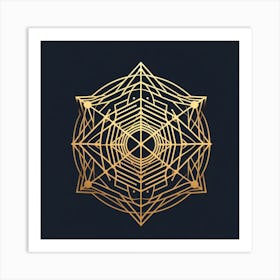 Golden Spiral Symbol On Black Background Art Print