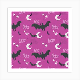 Bats On A Purple Background Purple Art Print