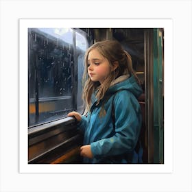 Little Girl On A Train Art Print