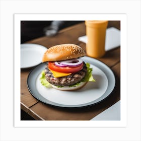 Hamburger On A Plate 36 Art Print