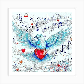 Dove With Music Notes Art Print