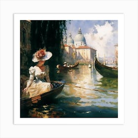 Venice Gondola Water Color Art Print