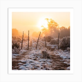 Snowy Sunrise Square Art Print