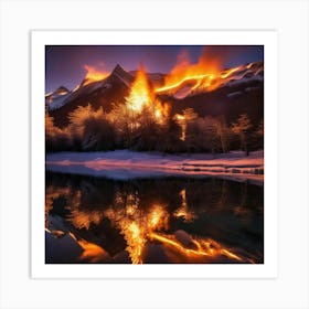 Fire In The Mountains Art Print