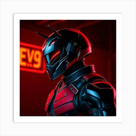 Cyber Robot in Neon Light Art Print