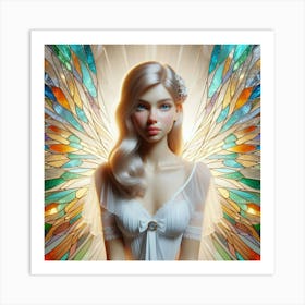 Angel With Stained Glass Wings Art Print