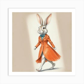 Rabbit In Orange Coat Art Print