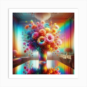 Rainbow Flowers Art Print