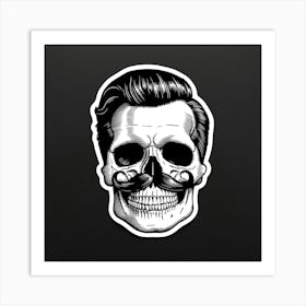 Skull With Mustache Art Print