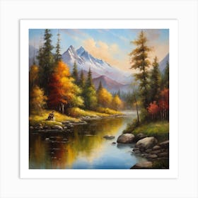 River By The Mountains Art Print