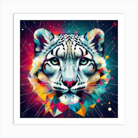 Geometric Art Snow Leopard 3 Art Print