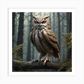 Owl In The Forest 106 Art Print