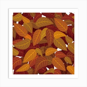 Watercolor Leaves Leaf Orange 1 Art Print