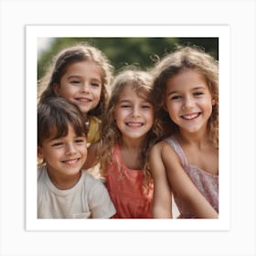 Portrait Of A Group Of Children Art Print