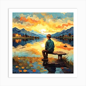 Sunset By The Lake Art Print