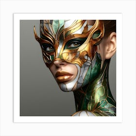 Girl In Masquerade - Stain Glass Inlay - 2 Of 6 Art Print