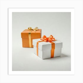 Gift Boxes Isolated On White Art Print