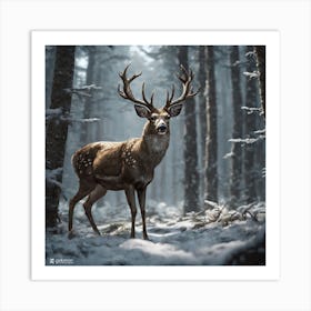 Deer In The Woods 40 Art Print