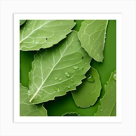 Green Leaves On A Green Background Art Print