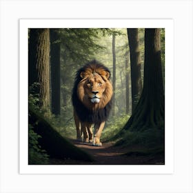 Lion In The Forest 1 Art Print