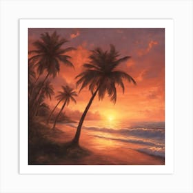 Sunset At The Beach Art Print